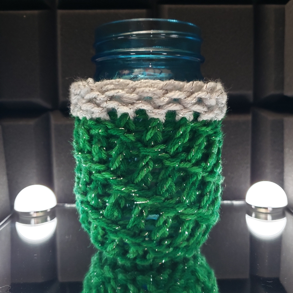 Handmade Knit Mason Jar or can Koozie cozie